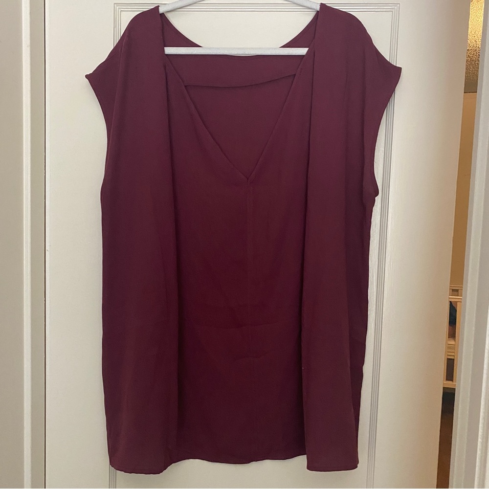 Halogen blouse in wine color. - Picture 2 of 4